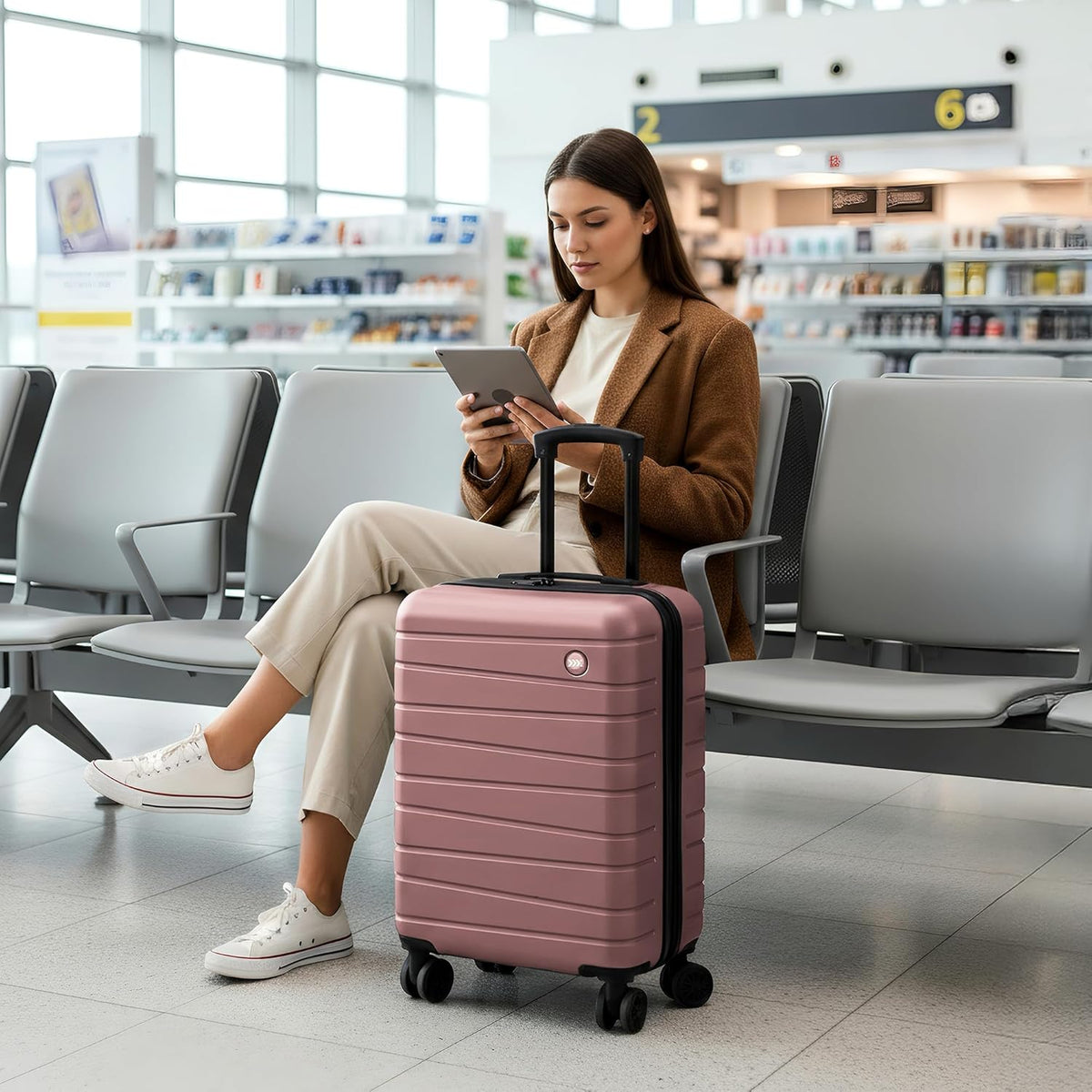 Luggage Sets 2 Piece（16in/30in）ABS Hard Shell Suitcase with Spinner Wheels and NO LOCK,Scratch-Resistant Surface,Lightweight Durable Rolling Suitcase for Men/Women（Rose Gold,16in/30in)
