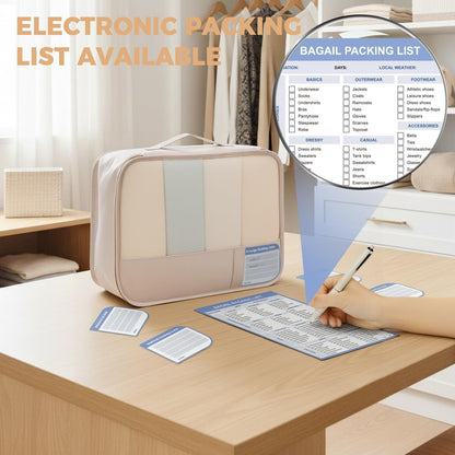 9 Set Packing Cubes with Packing List Luggage Packing Organizers for Travel Accessories (Cream)