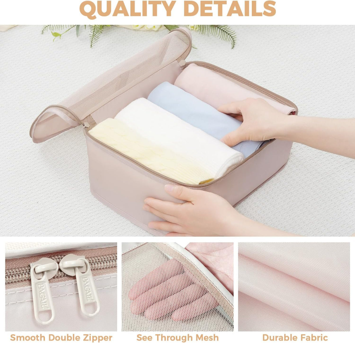 9 Set Packing Cubes with Packing List Luggage Packing Organizers for Travel Accessories (Cream)
