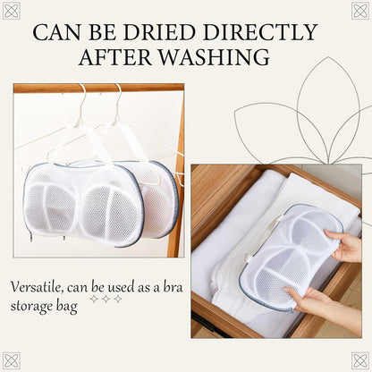 6 Pack Bra Washing Bags for Laundry 3 Styles Mesh Bra Wash Bags Zippered Lingerie Wash Protector for A–d Cup, Anti Deformation, Delicates Cleaning and Drying & Travel Organizer
