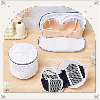 6 Pack Bra Washing Bags for Laundry 3 Styles Mesh Bra Wash Bags Zippered Lingerie Wash Protector for A–d Cup, Anti Deformation, Delicates Cleaning and Drying & Travel Organizer