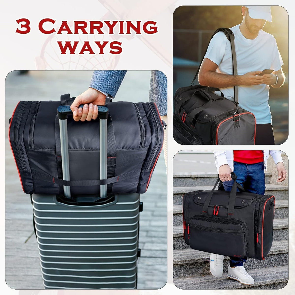 Padded Sneaker Bag, Sneakerhead Gifts, Shoe Travel Bags Fit 4 Pairs | Come with Insulated Pocket and Shoulder Strap, Multi-functional Sports Gym Duffle for Basketball, Shoes, Cloth