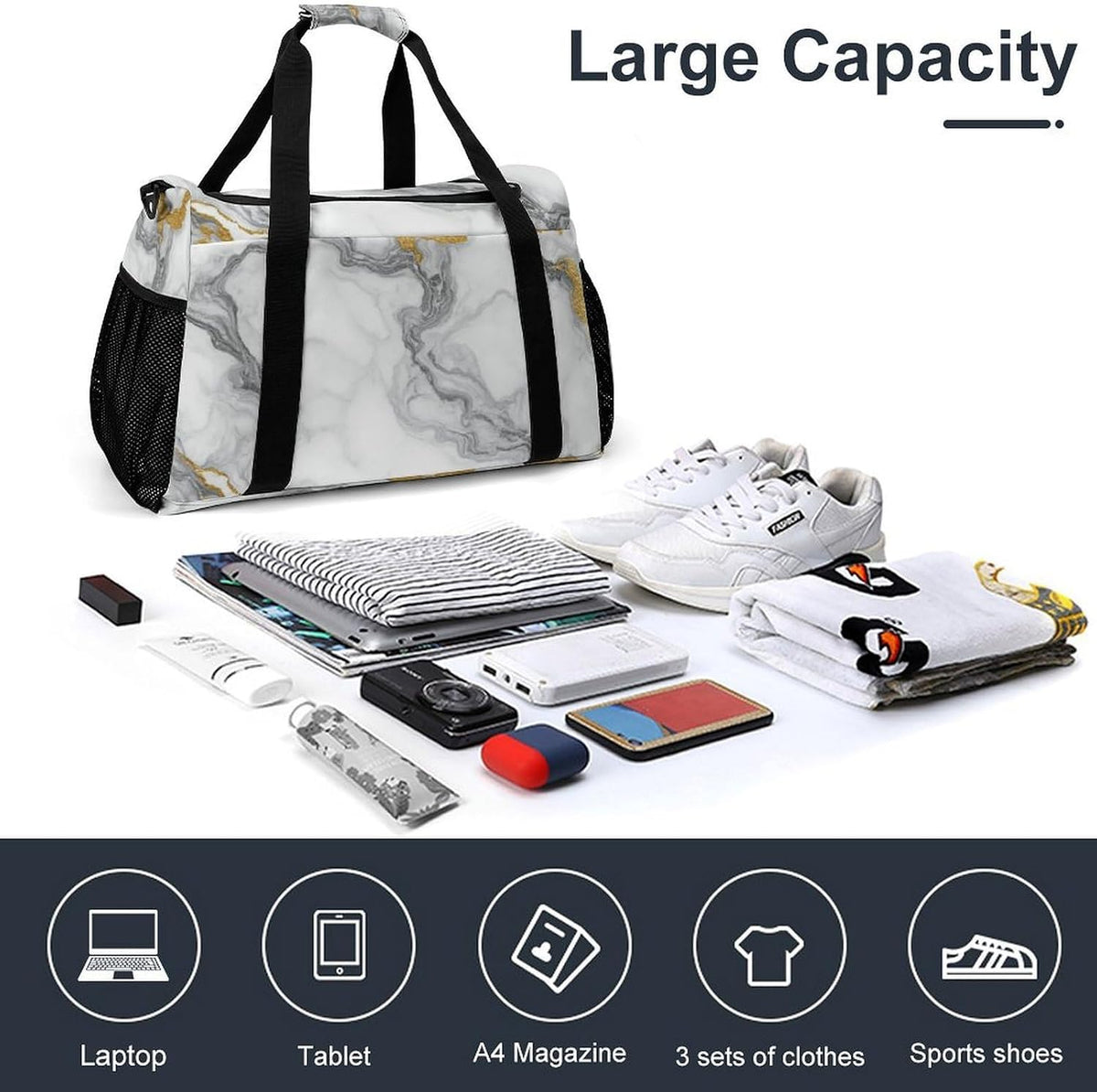 Travel and Gym Bag Duffel Easy Access Design Sports Weekender Overnight Carry On