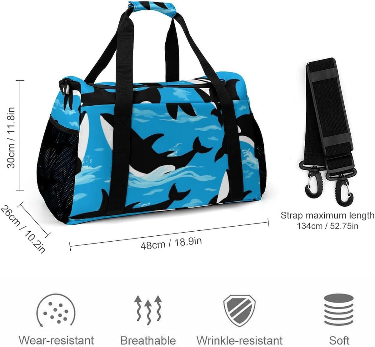 Travel and Gym Bag Duffel Easy Access Design Sports Weekender Overnight Carry On