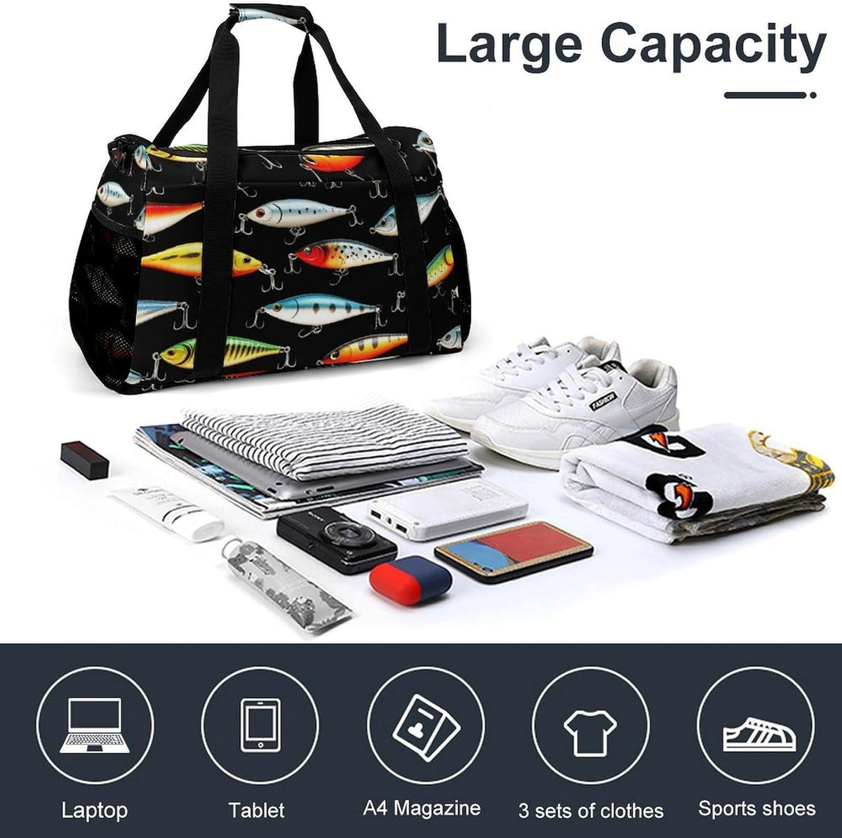 Travel and Gym Bag Duffel Easy Access Design Sports Weekender Overnight Carry On
