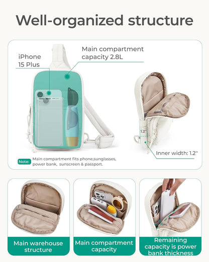 Crossbody Sling Bags for Women, Small Crossbody Purse Fanny Packs with Adjustable Strap, Sling Backpck for travel