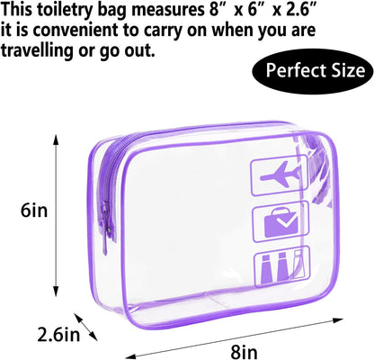 TSA Approved Toiletry Bag - 3 Pack Clear Travel Bags for Toiletries, Carry on Airport Airline Compliant Bag,Makeup Bags Clear Toiletry bags Quart Size Travel Bag,Black