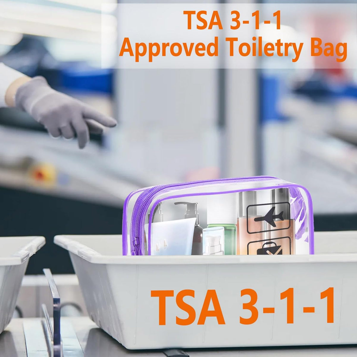 TSA Approved Toiletry Bag - 3 Pack Clear Travel Bags for Toiletries, Carry on Airport Airline Compliant Bag,Makeup Bags Clear Toiletry bags Quart Size Travel Bag,Black