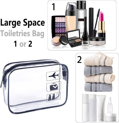 TSA Approved Toiletry Bag - 3 Pack Clear Travel Bags for Toiletries, Carry on Airport Airline Compliant Bag,Makeup Bags Clear Toiletry bags Quart Size Travel Bag,Black