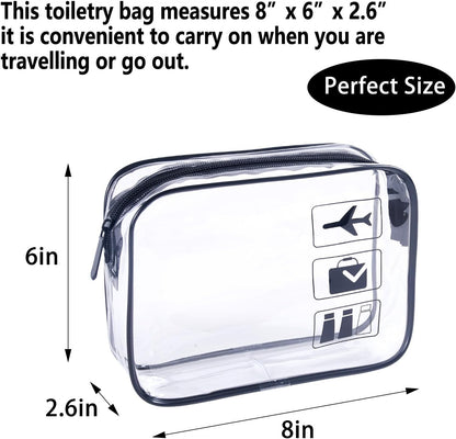 TSA Approved Toiletry Bag - 3 Pack Clear Travel Bags for Toiletries, Carry on Airport Airline Compliant Bag,Makeup Bags Clear Toiletry bags Quart Size Travel Bag,Black