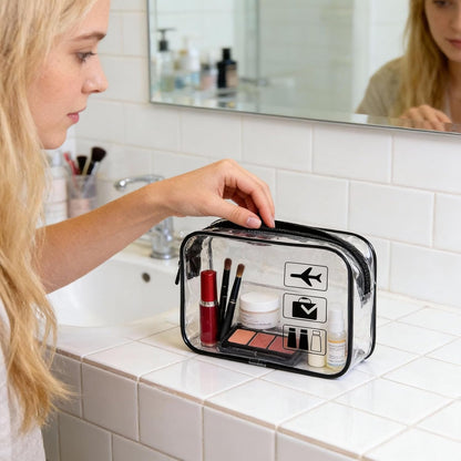 TSA Approved Toiletry Bag - 3 Pack Clear Travel Bags for Toiletries, Carry on Airport Airline Compliant Bag,Makeup Bags Clear Toiletry bags Quart Size Travel Bag,Black