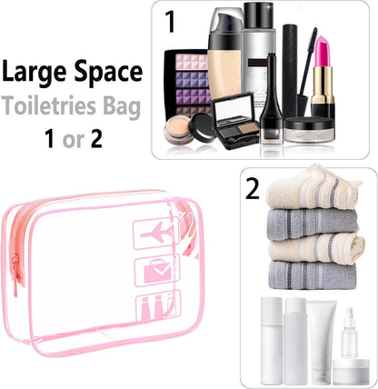 TSA Approved Toiletry Bag - 3 Pack Clear Travel Bags for Toiletries, Carry on Airport Airline Compliant Bag,Makeup Bags Clear Toiletry bags Quart Size Travel Bag,Black