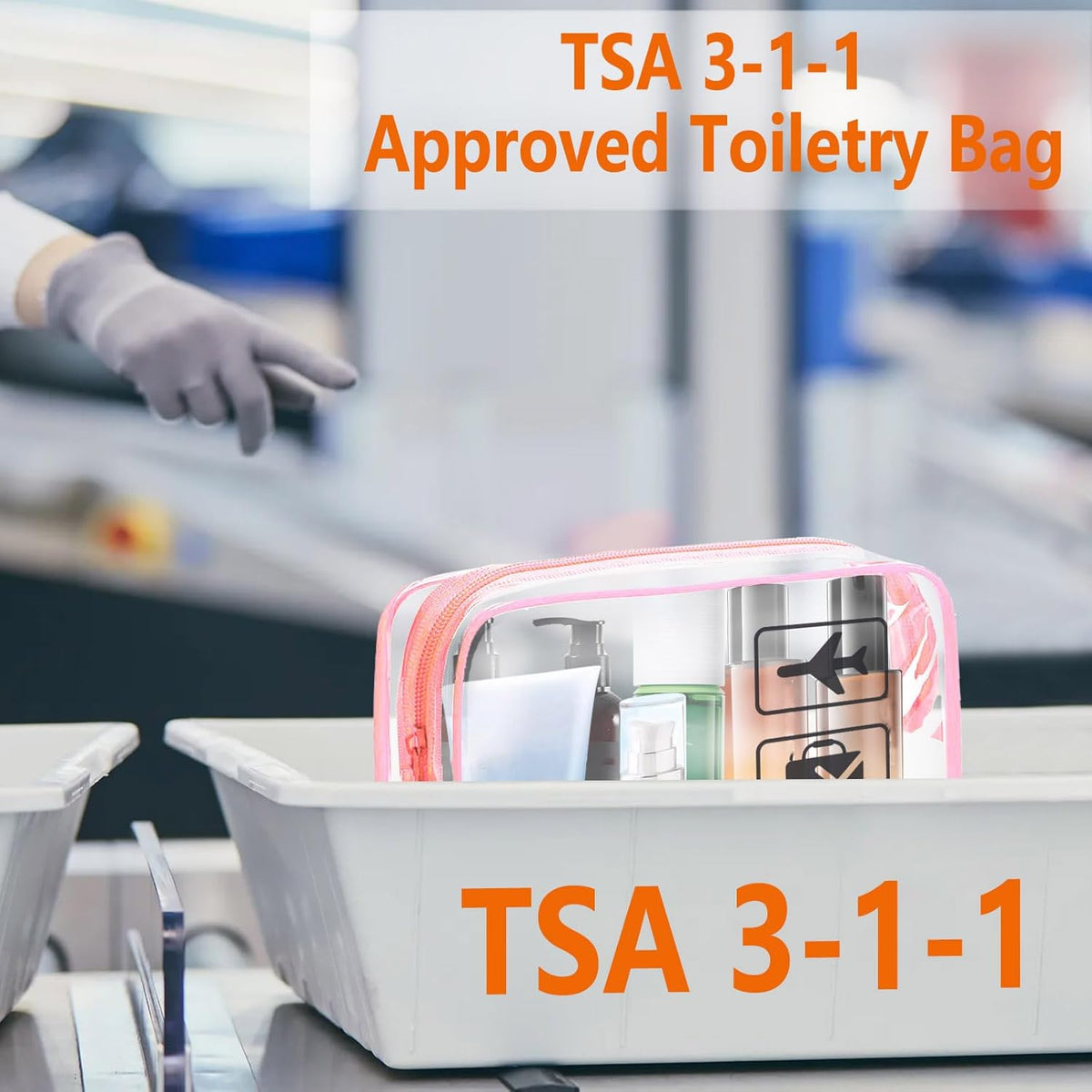 TSA Approved Toiletry Bag - 3 Pack Clear Travel Bags for Toiletries, Carry on Airport Airline Compliant Bag,Makeup Bags Clear Toiletry bags Quart Size Travel Bag,Black