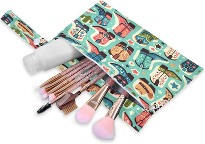 Cute Boots Cowboy Wet Dry Bags, Reusable Waterproof Wet Bags, 2Pcs Travel Beach Pool Bag with Zippered Pockets for Swimsuit, Cloth Diaper, Toiletries & Makeup