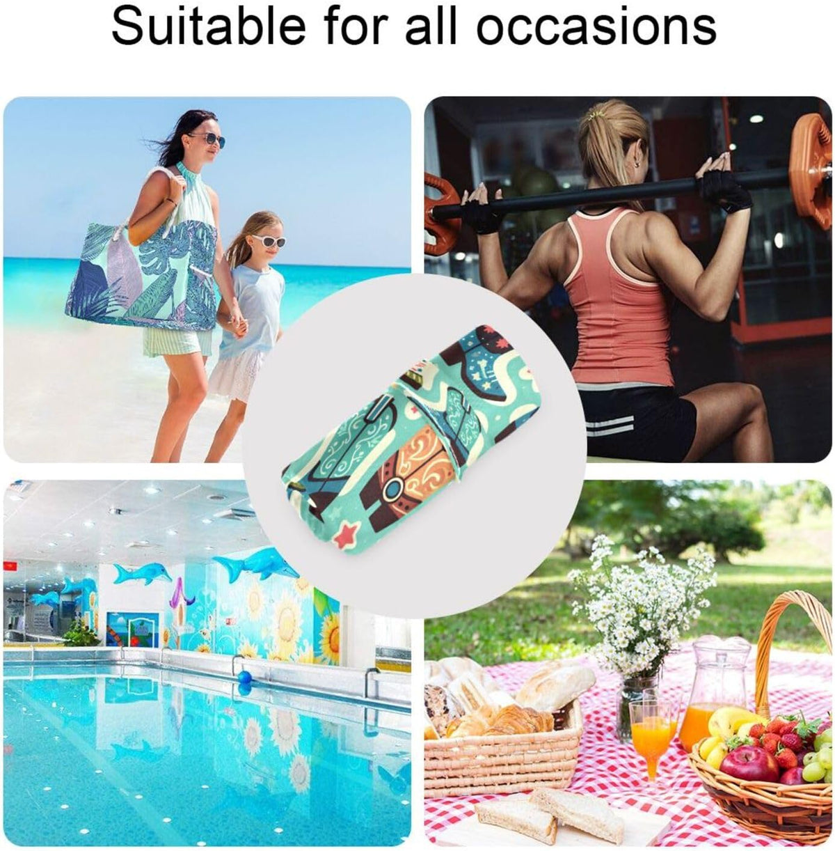 Cute Boots Cowboy Wet Dry Bags, Reusable Waterproof Wet Bags, 2Pcs Travel Beach Pool Bag with Zippered Pockets for Swimsuit, Cloth Diaper, Toiletries & Makeup