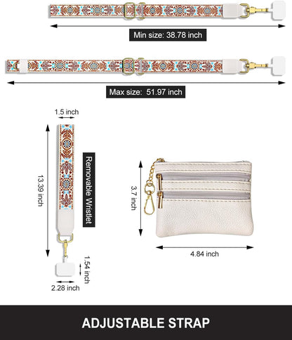 Crossbody Phone Strap with Wallet, Clip and Go Strap for Phone with Wallet, Adjustable Crossbody Cell Belt with Zippered Pouch, Neck Shoulder Cell Lanyard for Women, Black Great Wall