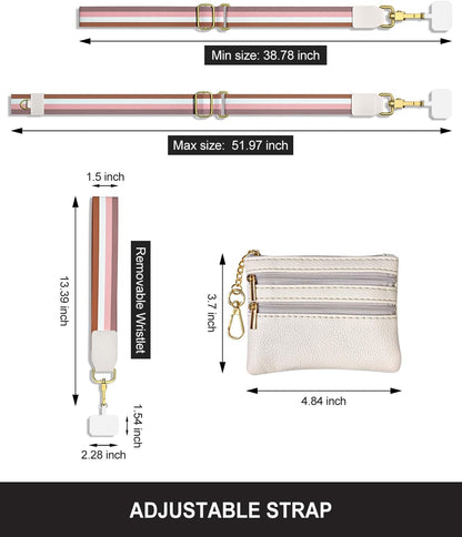 Crossbody Phone Strap with Wallet, Clip and Go Strap for Phone with Wallet, Adjustable Crossbody Cell Belt with Zippered Pouch, Neck Shoulder Cell Lanyard for Women, Black Great Wall