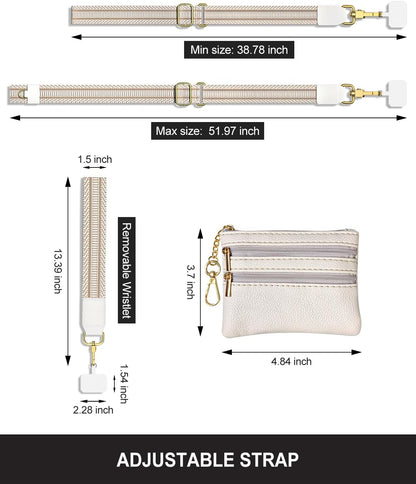 Crossbody Phone Strap with Wallet, Clip and Go Strap for Phone with Wallet, Adjustable Crossbody Cell Belt with Zippered Pouch, Neck Shoulder Cell Lanyard for Women, Black Great Wall