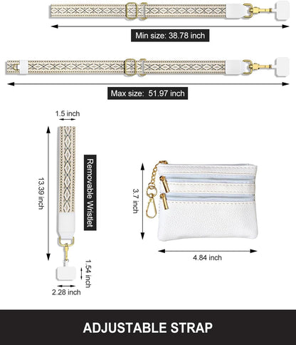 Crossbody Phone Strap with Wallet, Clip and Go Strap for Phone with Wallet, Adjustable Crossbody Cell Belt with Zippered Pouch, Neck Shoulder Cell Lanyard for Women, Black Great Wall