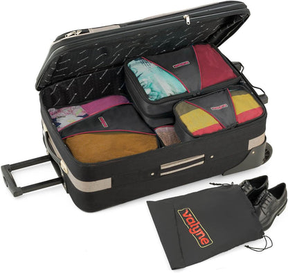 Packing Cubes 4-pcs Set, Luggage Travel Organizer Bags with a Free Laundry/shoe Bag