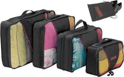 Packing Cubes 4-pcs Set, Luggage Travel Organizer Bags with a Free Laundry/shoe Bag