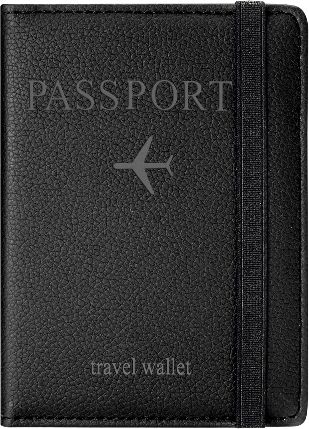 Passport Holder for Travel, Passport Cover for Men & Women, Card Wallet | Slim Family Passport Wallet, Small Card Holder with Elastic Closure, Textured Black