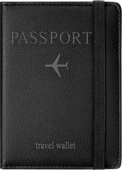 Passport Holder for Travel, Passport Cover for Men & Women, Card Wallet | Slim Family Passport Wallet, Small Card Holder with Elastic Closure, Textured Black