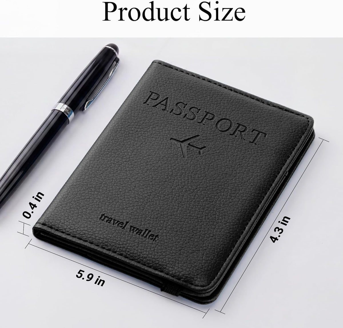 Passport Holder for Travel, Passport Cover for Men & Women, Card Wallet | Slim Family Passport Wallet, Small Card Holder with Elastic Closure, Textured Black