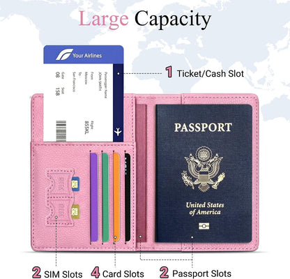 Passport Holder for Travel, Passport Cover for Men & Women, Card Wallet | Slim Family Passport Wallet, Small Card Holder with Elastic Closure, Textured Black