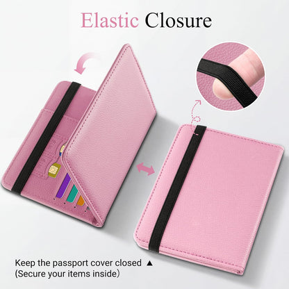Passport Holder for Travel, Passport Cover for Men & Women, Card Wallet | Slim Family Passport Wallet, Small Card Holder with Elastic Closure, Textured Black