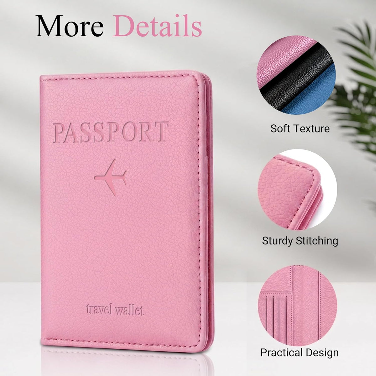 Passport Holder for Travel, Passport Cover for Men & Women, Card Wallet | Slim Family Passport Wallet, Small Card Holder with Elastic Closure, Textured Black