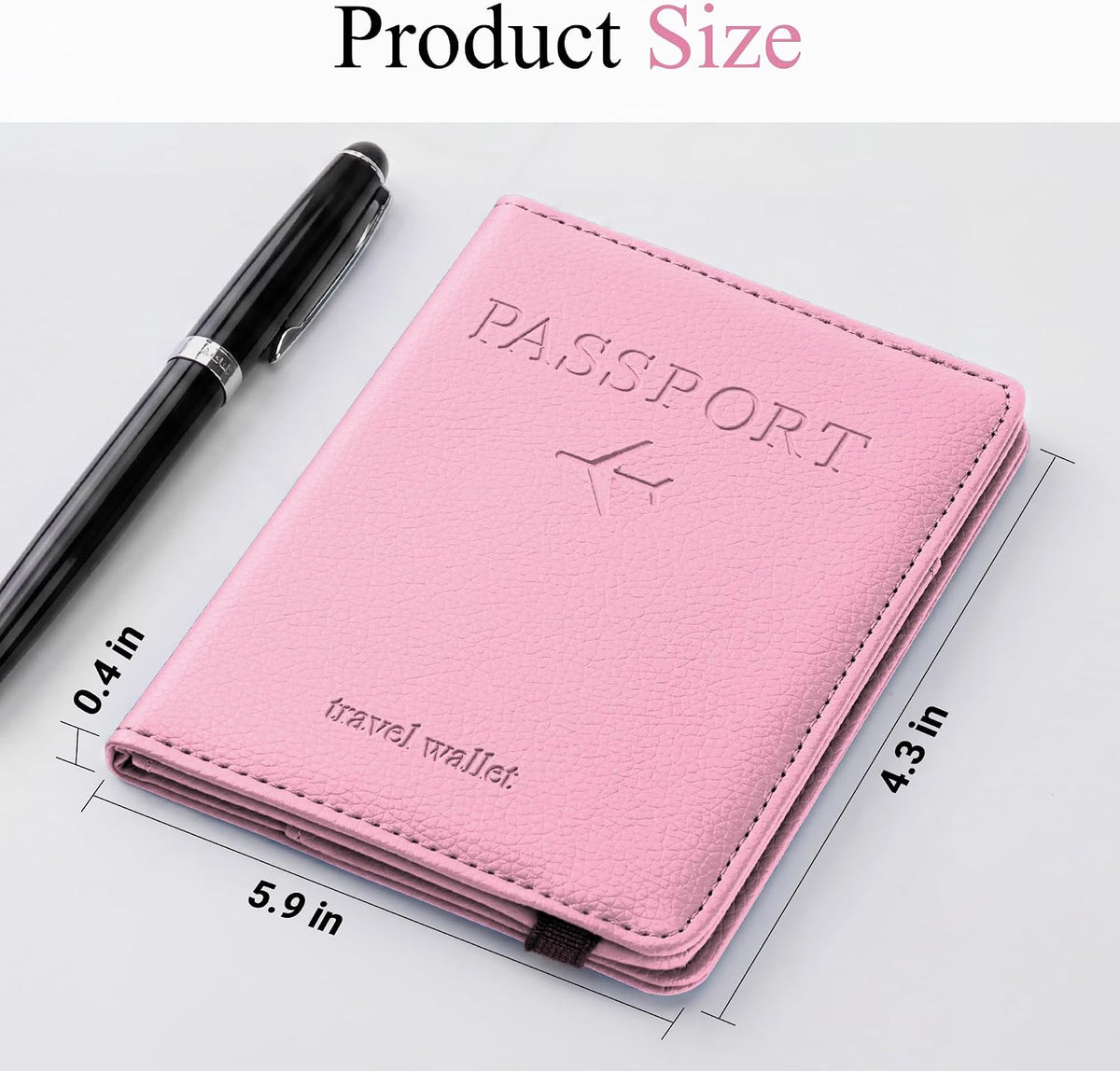 Passport Holder for Travel, Passport Cover for Men & Women, Card Wallet | Slim Family Passport Wallet, Small Card Holder with Elastic Closure, Textured Black