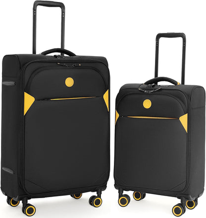 Cambridge Lightweight Carry On Luggage,Softside Expandable Suitcase with Spinner Wheel (20-Inch, Misted Yellow)