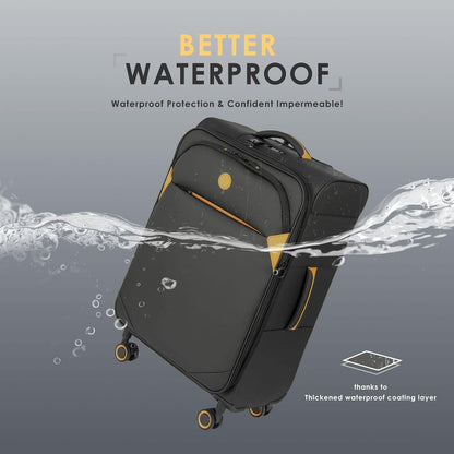 Cambridge Lightweight Carry On Luggage,Softside Expandable Suitcase with Spinner Wheel (20-Inch, Misted Yellow)