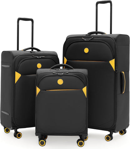 Cambridge Lightweight Carry On Luggage,Softside Expandable Suitcase with Spinner Wheel (20-Inch, Misted Yellow)