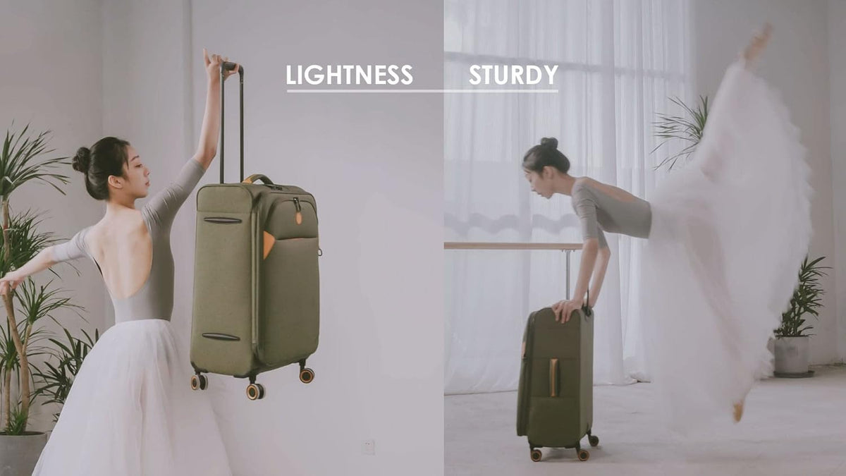 Cambridge Lightweight Carry On Luggage,Softside Expandable Suitcase with Spinner Wheel (20-Inch, Misted Yellow)