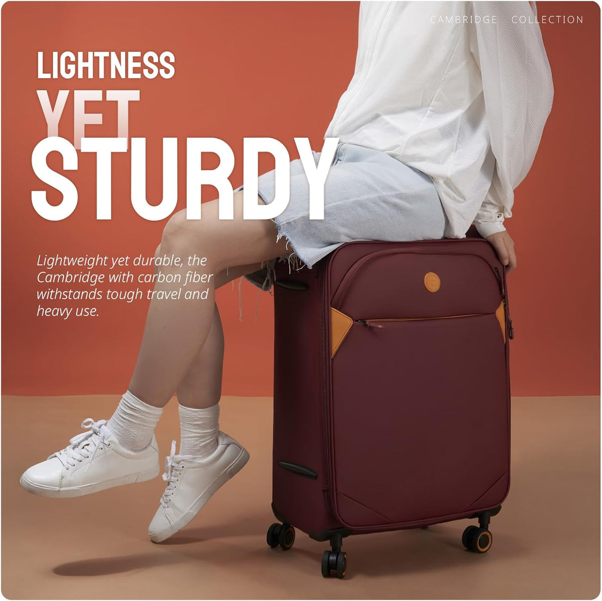 Cambridge Lightweight Carry On Luggage,Softside Expandable Suitcase with Spinner Wheel (20-Inch, Misted Yellow)