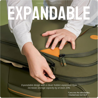 Cambridge Lightweight Carry On Luggage,Softside Expandable Suitcase with Spinner Wheel (20-Inch, Misted Yellow)