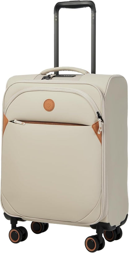Cambridge Lightweight Carry On Luggage,Softside Expandable Suitcase with Spinner Wheel (20-Inch, Misted Yellow)