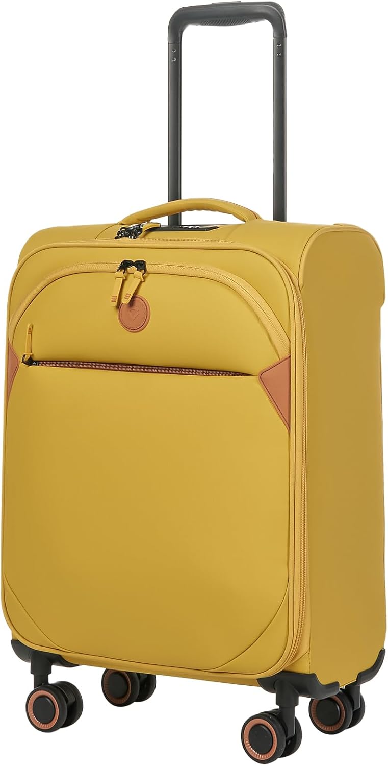 Cambridge Lightweight Carry On Luggage,Softside Expandable Suitcase with Spinner Wheel (20-Inch, Misted Yellow)