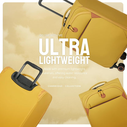 Cambridge Lightweight Carry On Luggage,Softside Expandable Suitcase with Spinner Wheel (20-Inch, Misted Yellow)