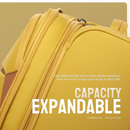 Cambridge Lightweight Carry On Luggage,Softside Expandable Suitcase with Spinner Wheel (20-Inch, Misted Yellow)