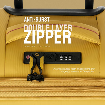 Cambridge Lightweight Carry On Luggage,Softside Expandable Suitcase with Spinner Wheel (20-Inch, Misted Yellow)