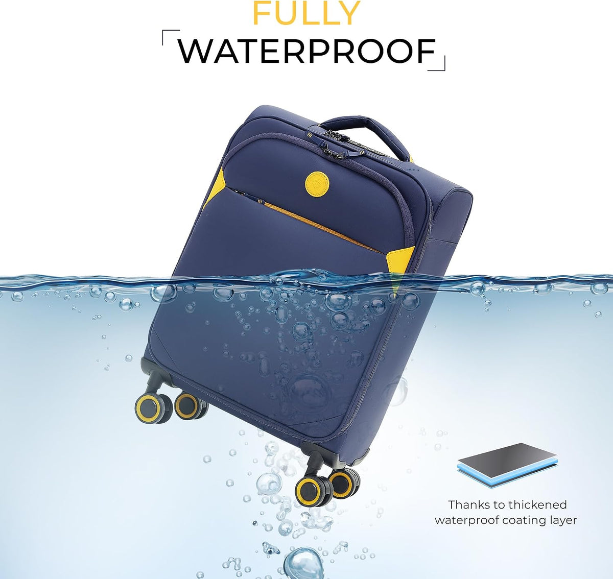 Cambridge Lightweight Carry On Luggage,Softside Expandable Suitcase with Spinner Wheel (20-Inch, Misted Yellow)