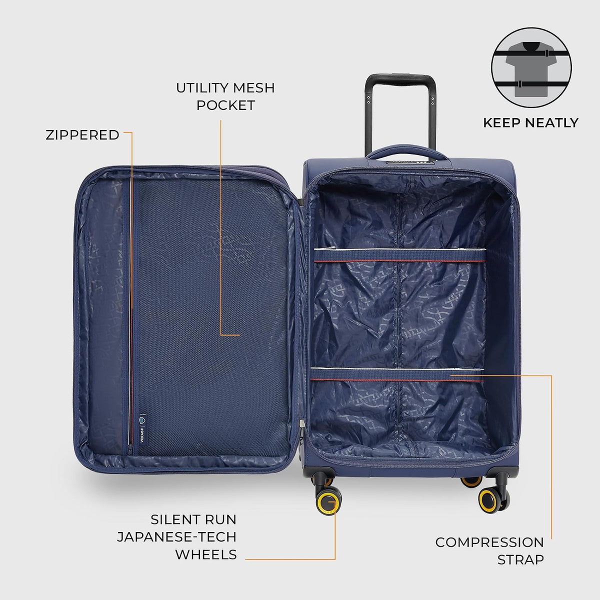 Cambridge Lightweight Carry On Luggage,Softside Expandable Suitcase with Spinner Wheel (20-Inch, Misted Yellow)