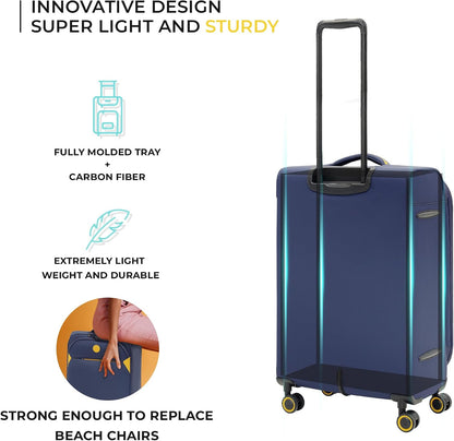 Cambridge Lightweight Carry On Luggage,Softside Expandable Suitcase with Spinner Wheel (20-Inch, Misted Yellow)