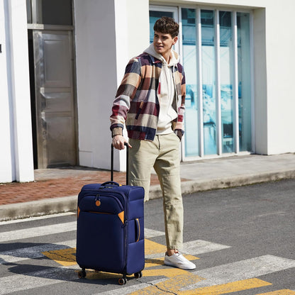 Cambridge Lightweight Carry On Luggage,Softside Expandable Suitcase with Spinner Wheel (20-Inch, Misted Yellow)
