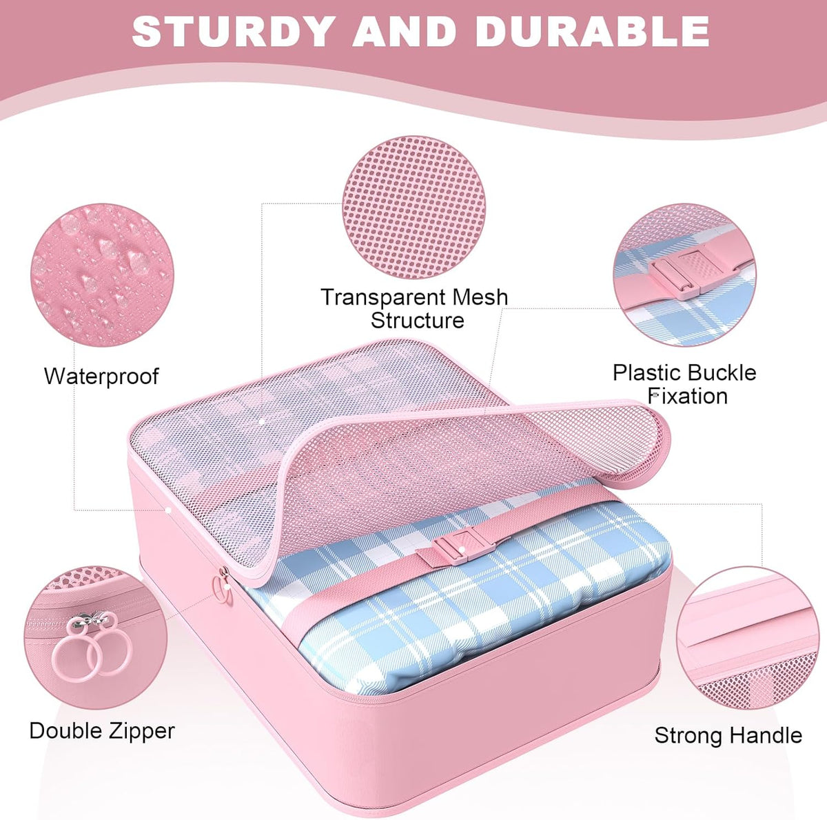 8 Set Packing Cubes for Travel,Suitcase Organizer Bags for Luggage with Shoe & Hanging Toiletry Bag, Vacation Essentials & Accessories for Cruise Ship, Airplane Must-Have,Road Trip & Camp Gifts(Cream)