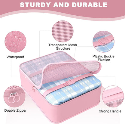 8 Set Packing Cubes for Travel,Suitcase Organizer Bags for Luggage with Shoe & Hanging Toiletry Bag, Vacation Essentials & Accessories for Cruise Ship, Airplane Must-Have,Road Trip & Camp Gifts(Cream)