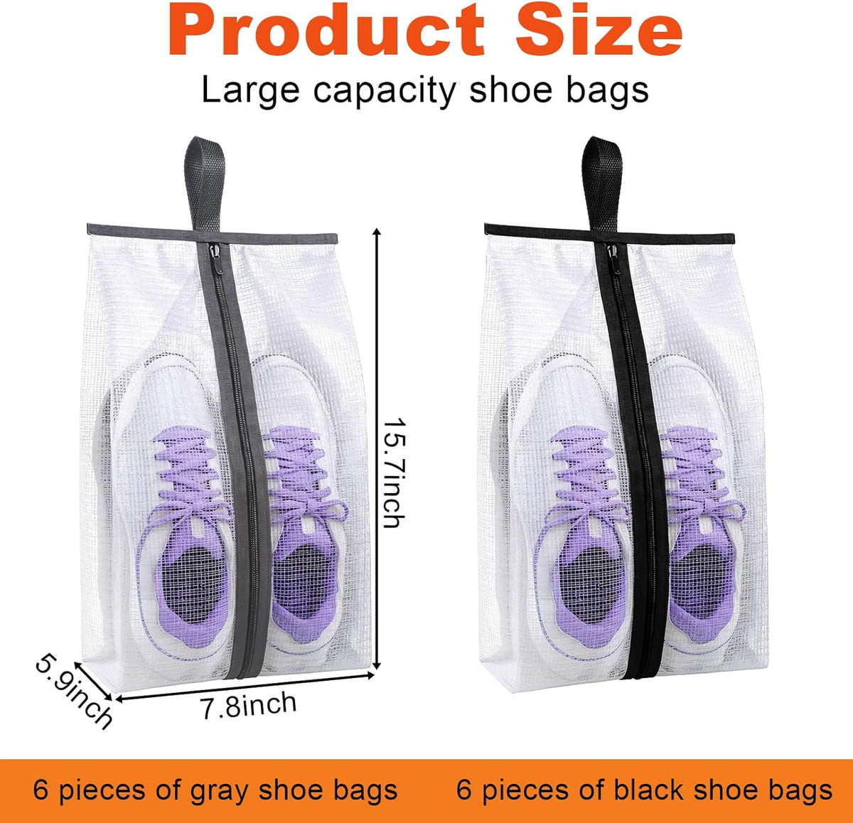 12 Pcs Shoe Bags for Travel, Waterproof Travel Shoe Bag with Zipper & Handle Portable Shoe Storage Bag Portable Boots Organizer for Men Women
